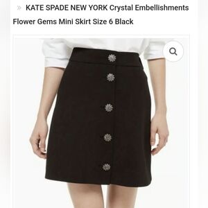 kate spade Black Mini Skirt with Crystal Embellishments